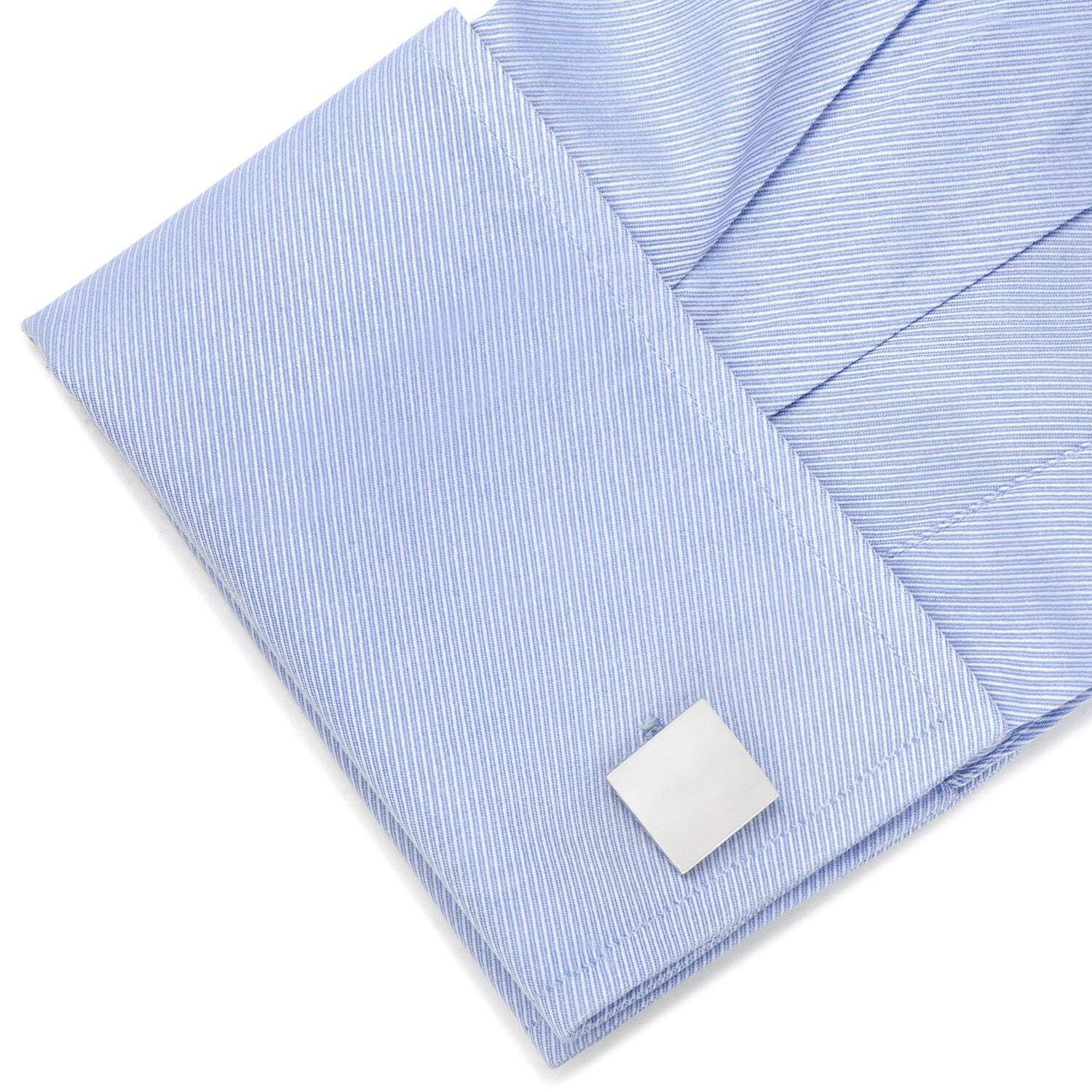 Sterling Silver Infinity Edge Square Engravable Cufflinks