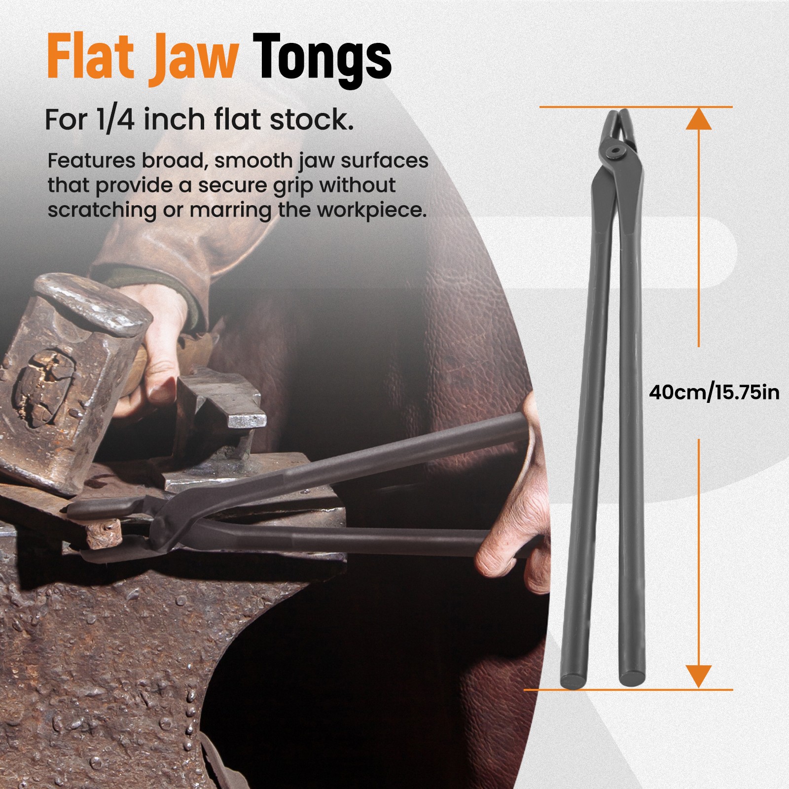 Blacksmith Carbon Steel Tongs 4pcs Flat V Bit Blade Wolf Jaw Forging Tool Set