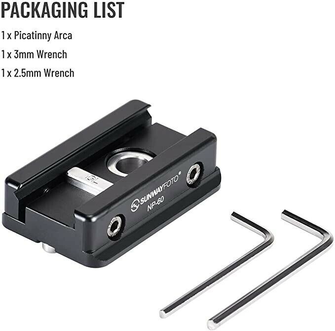 NP-60 60mm Picatinny Nato Arca Swiss Adapter Clamp for Rifle Tripod Mount