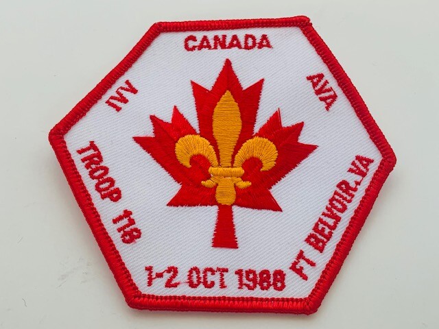 Advertising Patch Logo Emblem Sew vtg patches Canada Belvoir Troop 118 leaf AVA