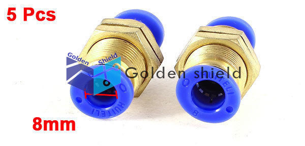 5Pcs 3/8PT Male Thread 8mm Hose Push In Joint PneumaticConnector Quick Fitting #