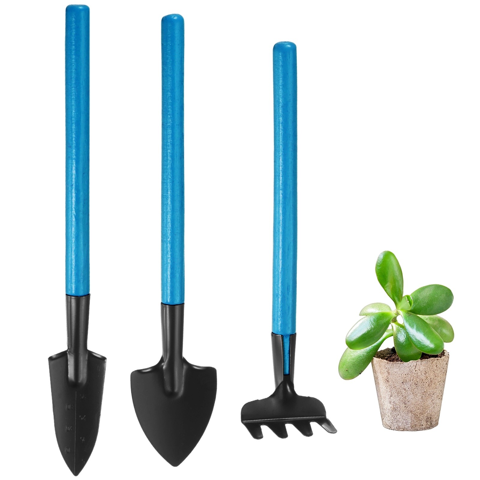 1-Set Stainless Steel Mini Gardening Tools for Seedlings/Bonsai [Blue]
