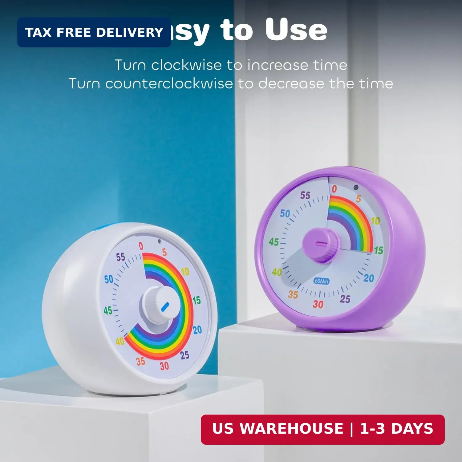 Visual Timer for Kids, 60-Minute Countdown for Classroom Office Kitchen, Desk Ti