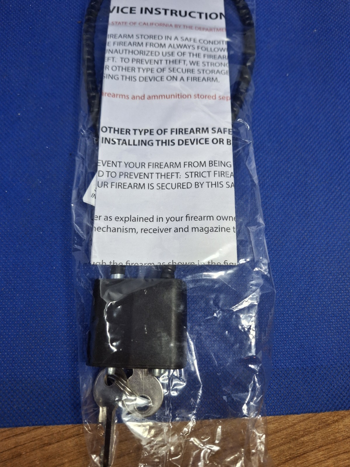 30mm Black Cable Lock For Handguns, Rifles, Shotguns 2 Keys