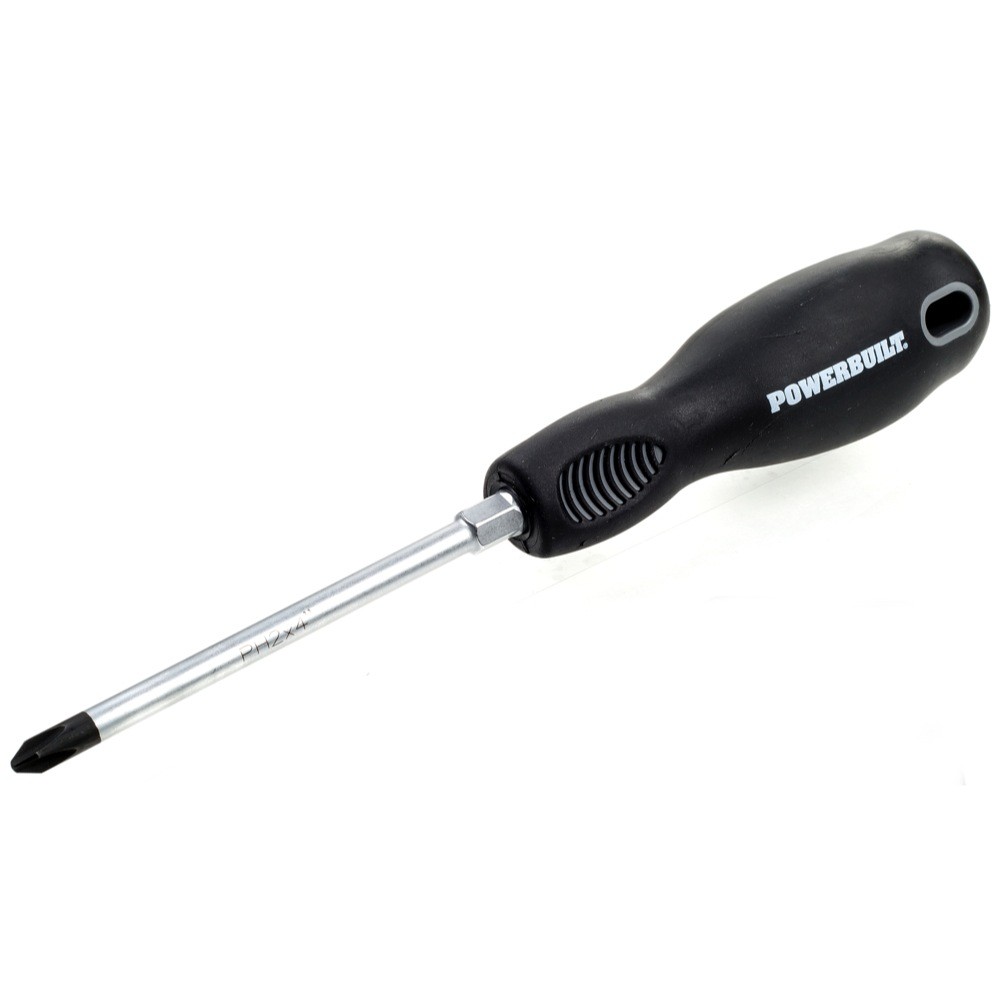 Powerbuilt #2 x 4 Inch Phillips Screwdriver with Double Injection Handle -