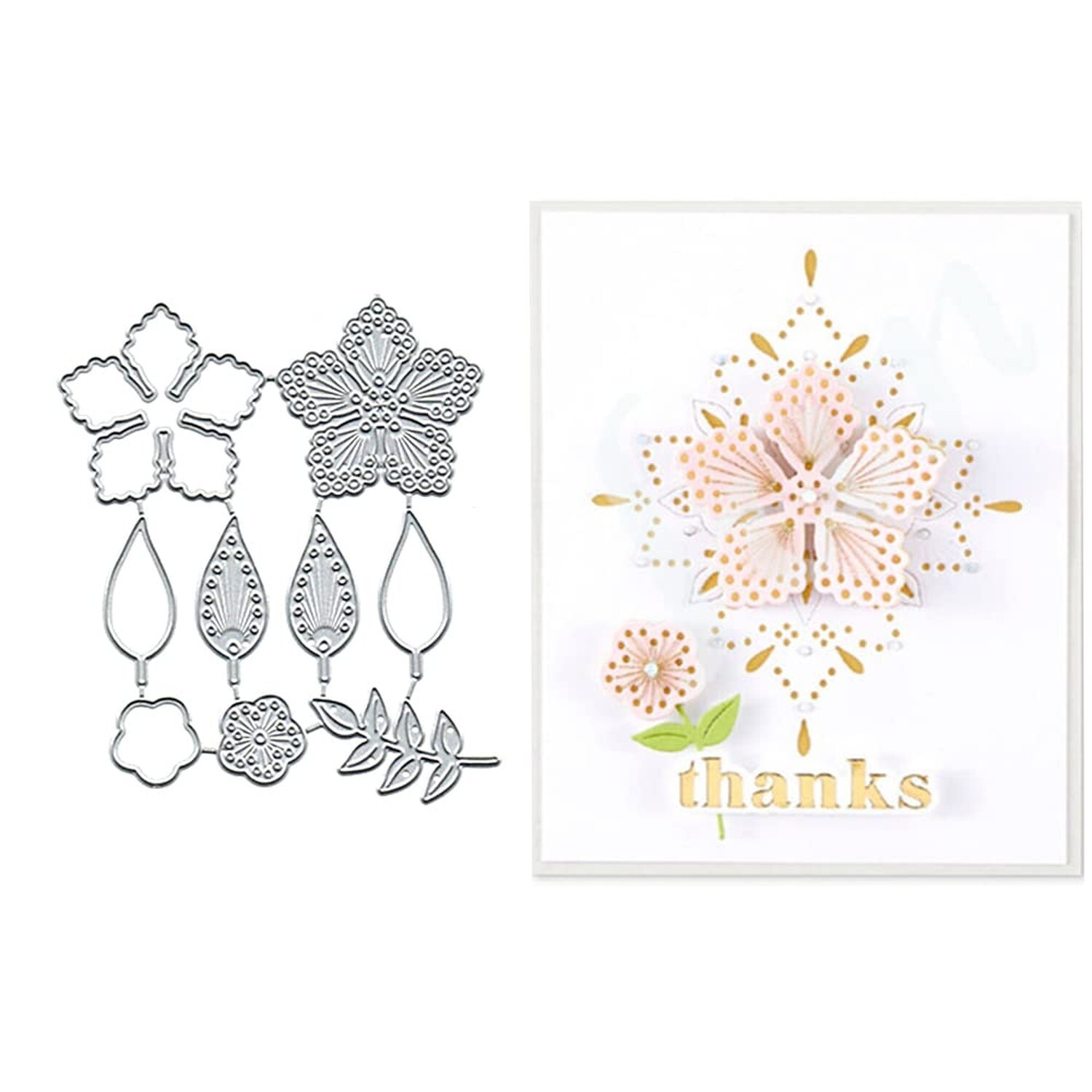 DuuFounG Stitched Flower Metal Die Cuts, Scrapbooking DIY Card Making Dies