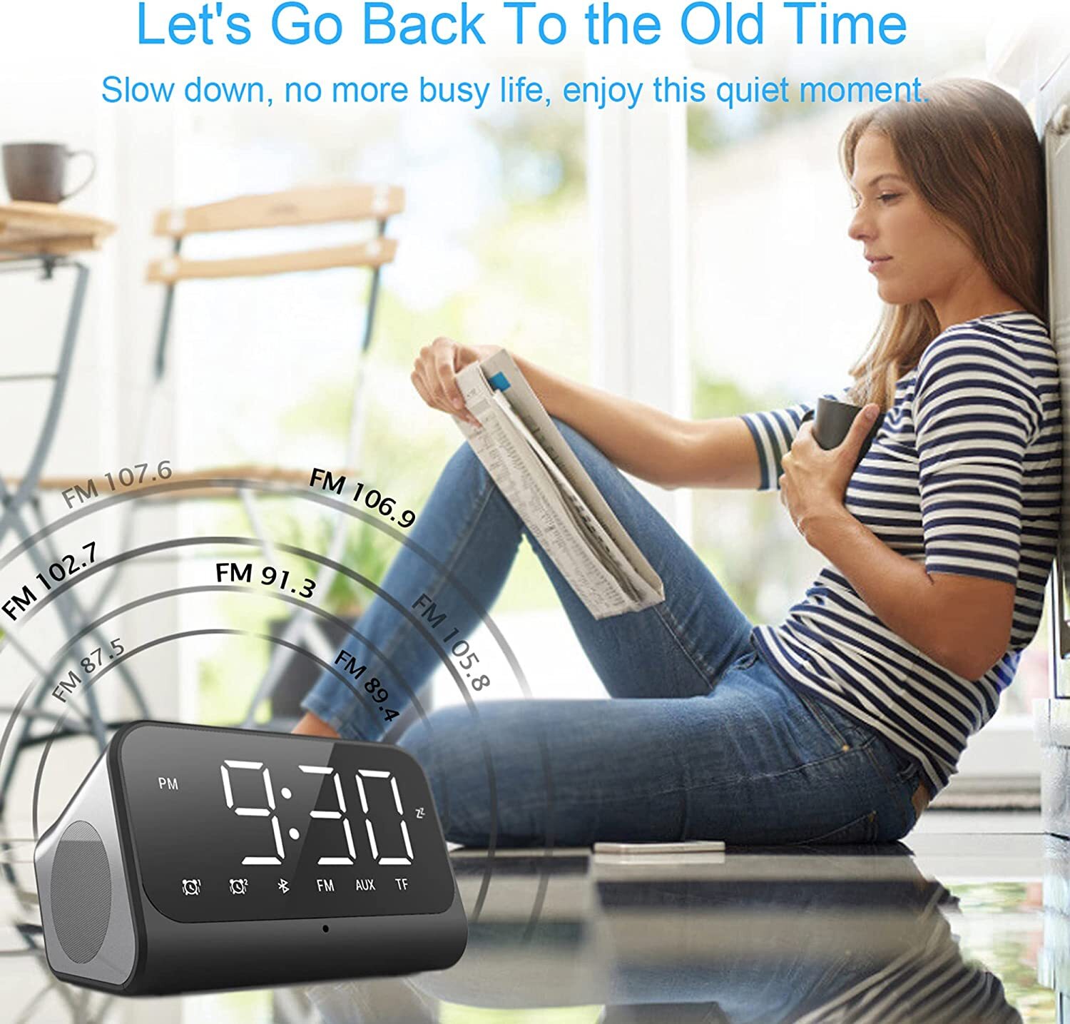 Yariaii Mirror Front Digital Alarm Clock with Bluetooth Speaker