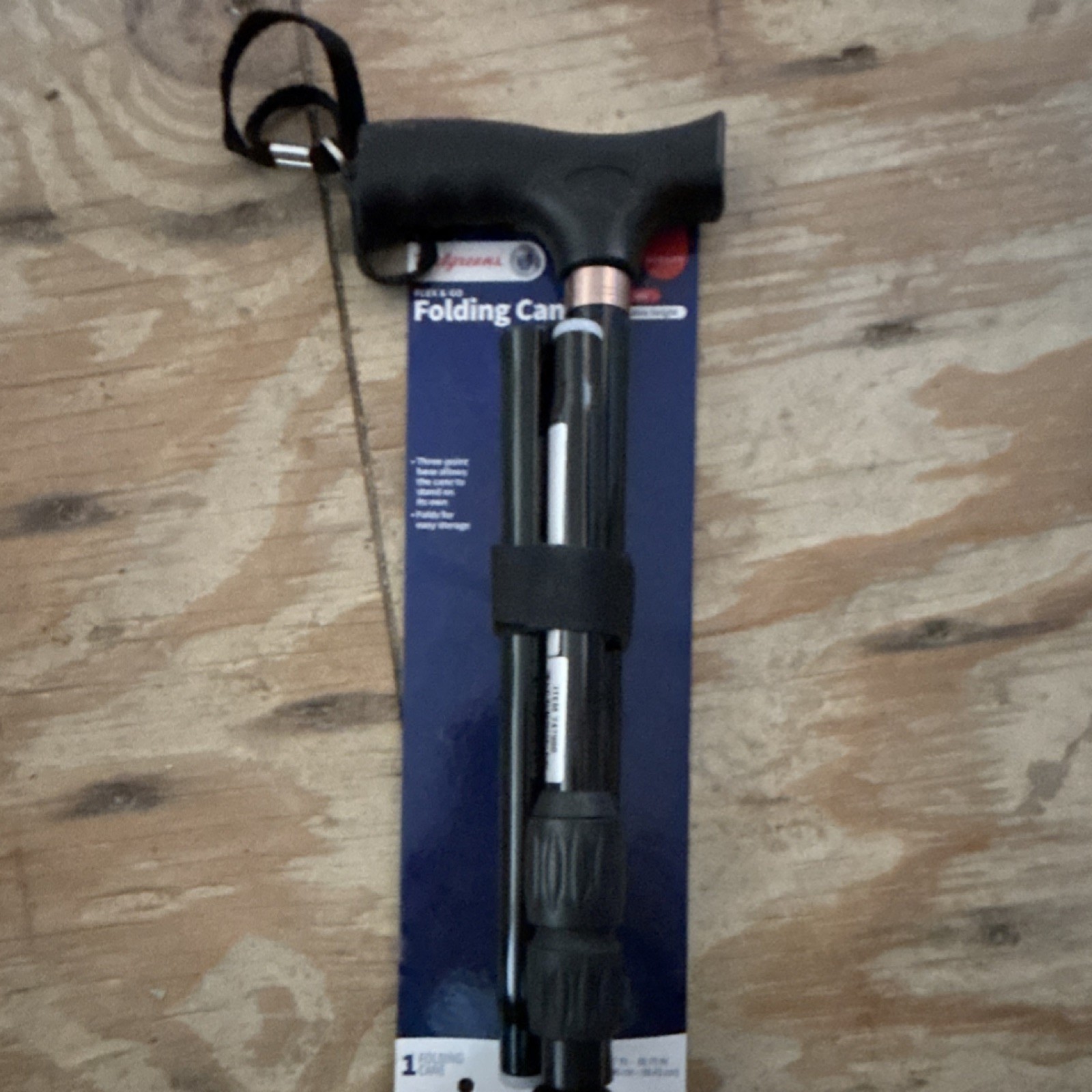 Walgreens  Special Folding Cane Black Aluminum with Wrist Strap for Adult Senior