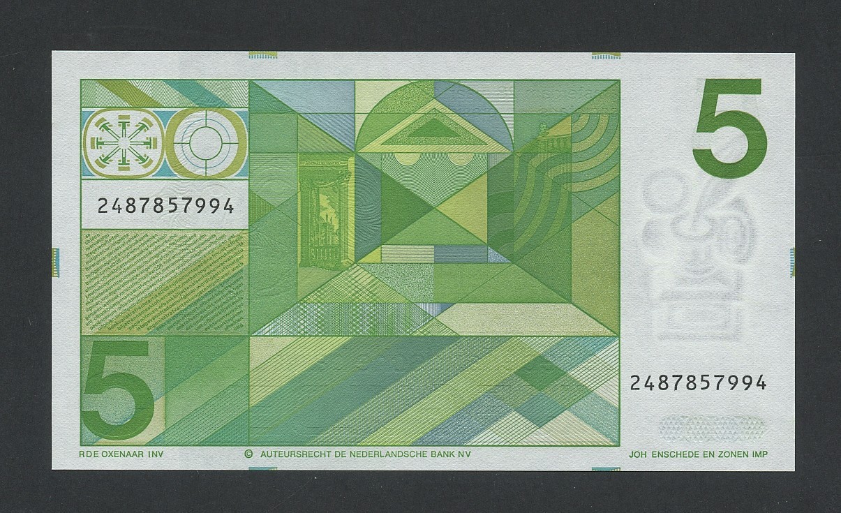 NETHERLANDS 5 gulden 1973 Krause 95 Uncirculated Banknotes