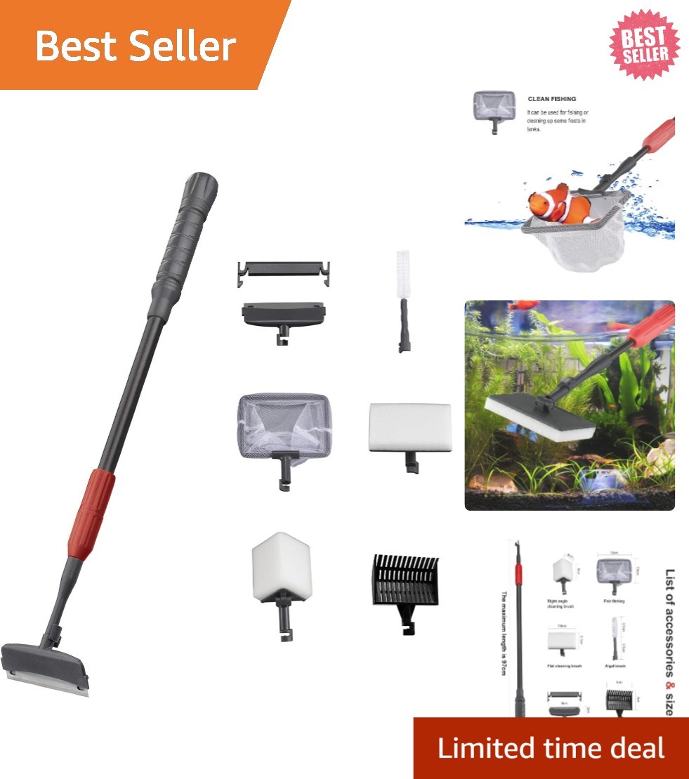 Aquarium Clean Tool 6 in Fish Tank Cleaning Kit Algae Scraper Scrubber Pad Ad...