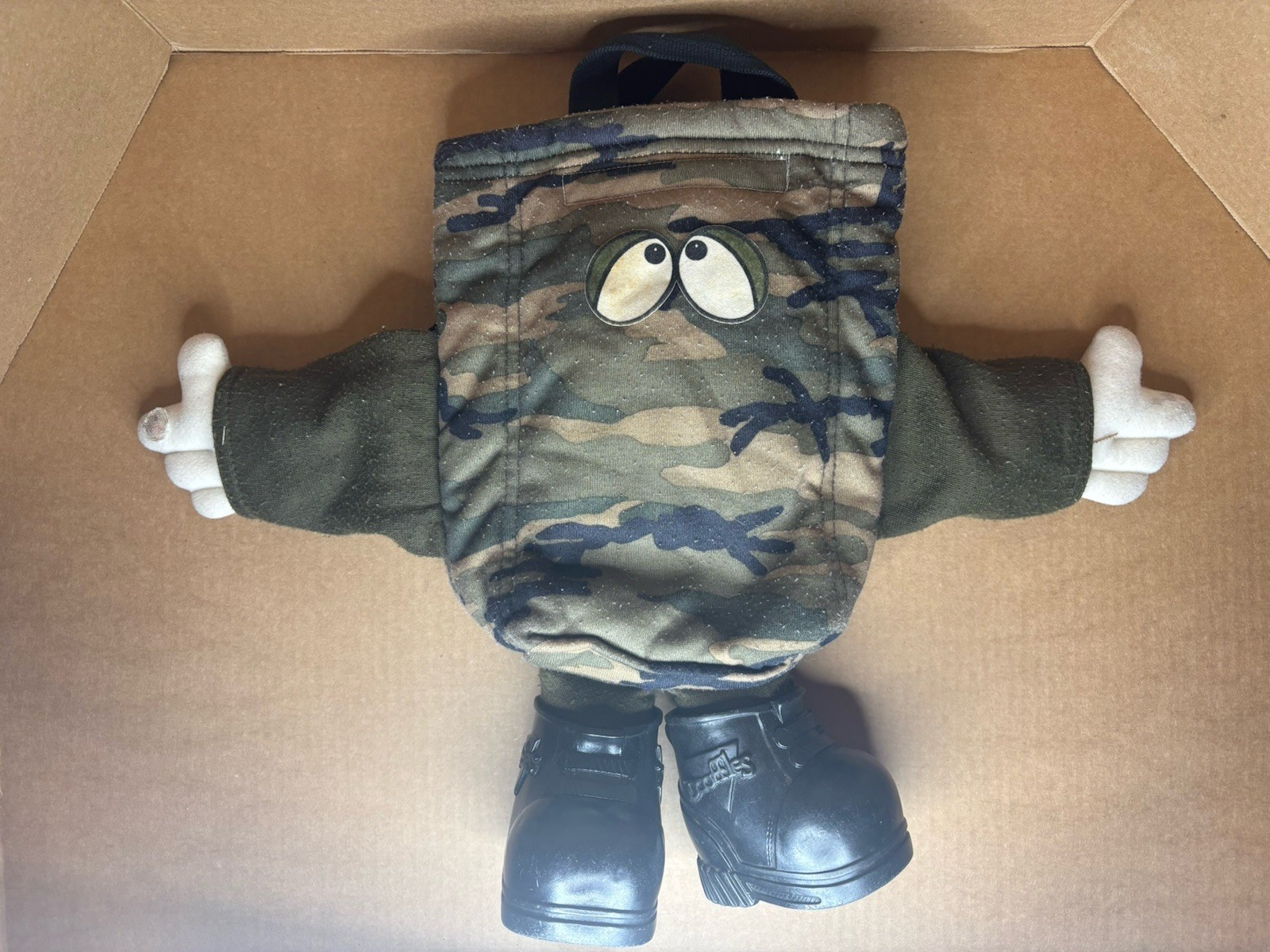 Vintage 1990 PFC Dooffles Peter G Blank Imagination Factory Camo Plush Bag HTF