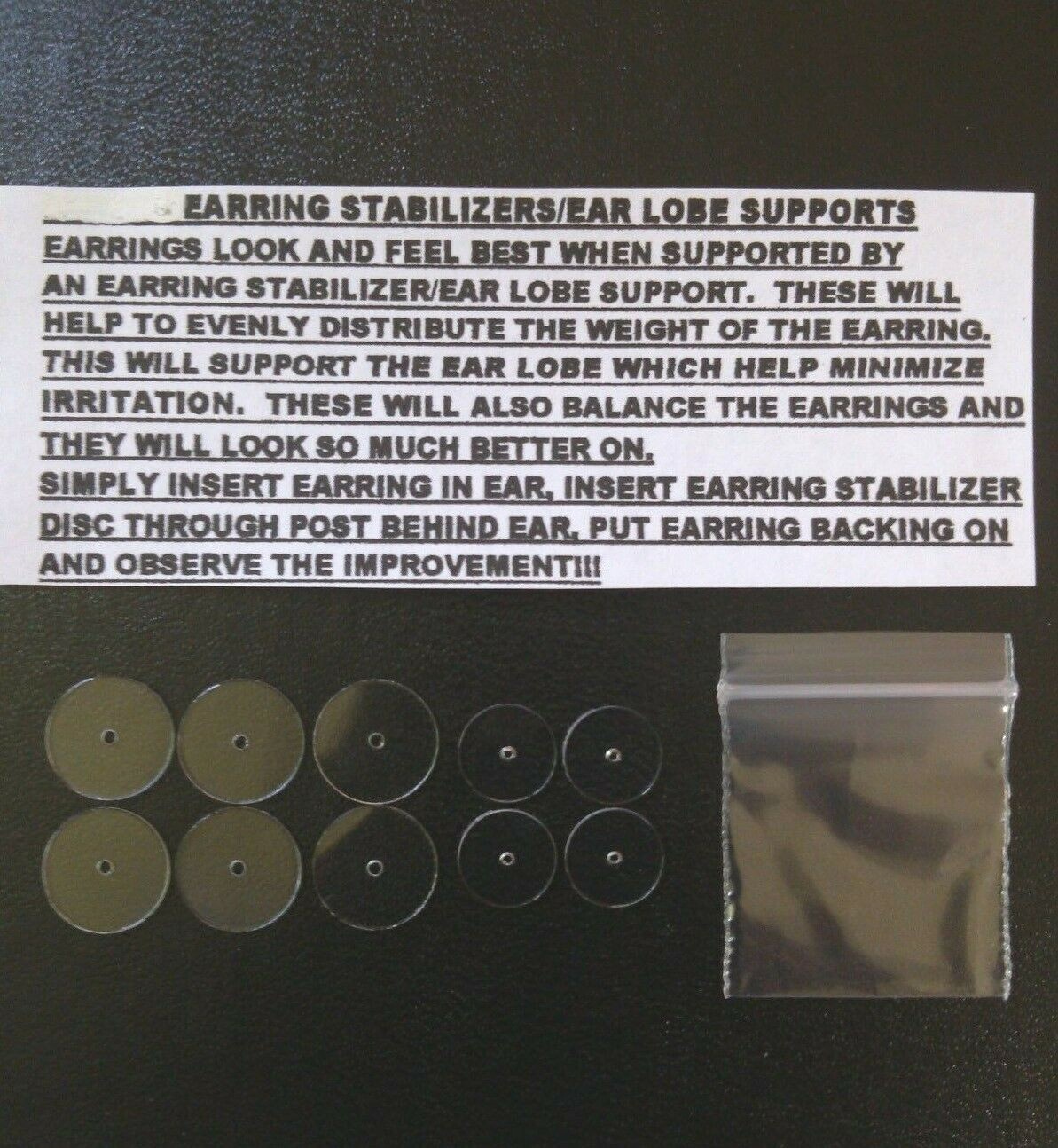 NEW - EARRING STABILIZERS - TWO SIZES - LARGE AND RARE SMALLER COMBO PACKAGE!!