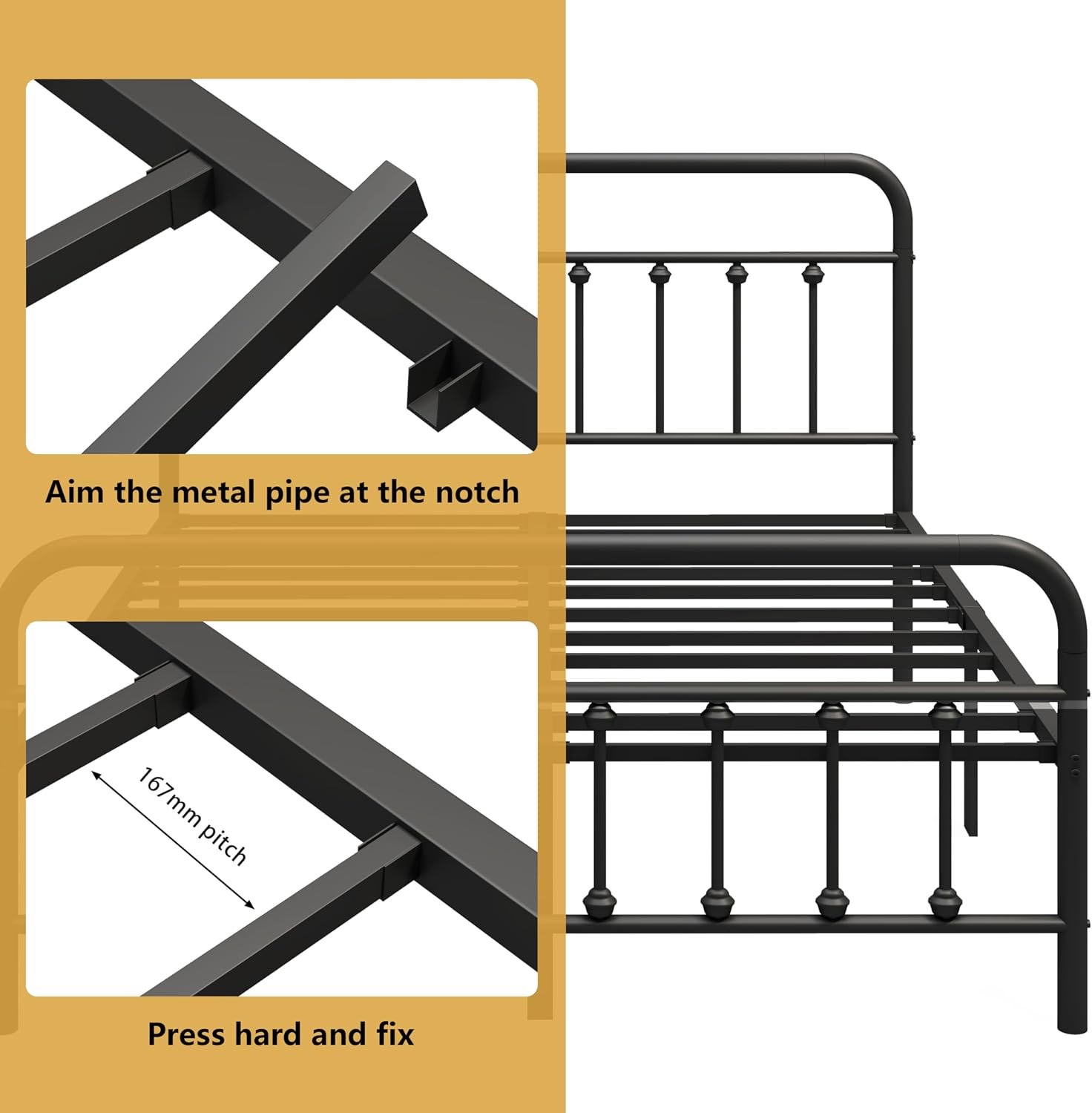 Metal Bed Frame,Full Size Bed Frame W/ Headboard,Structurally Stable Heavy Duty