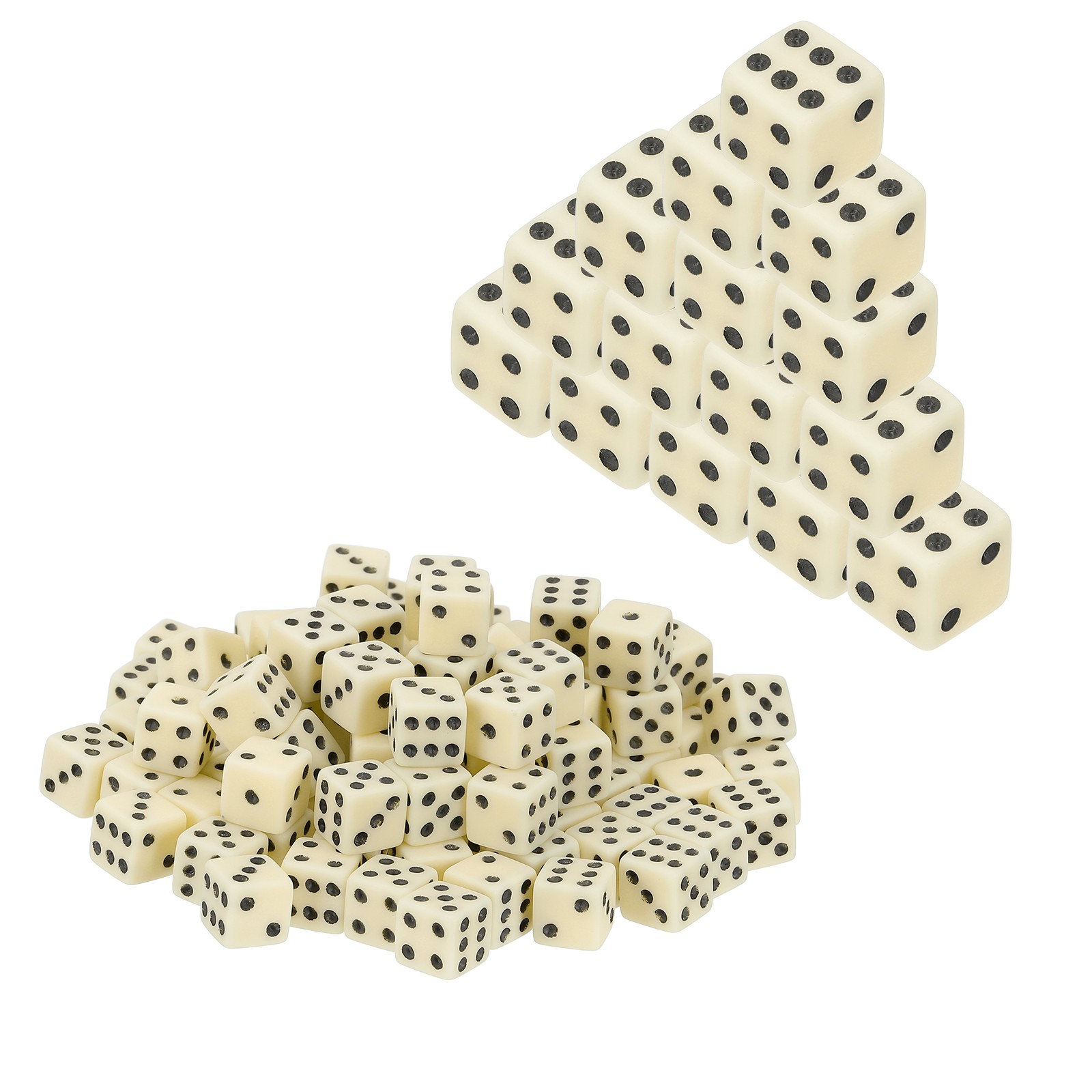 100Pcs Mini Acrylic Polyhedral Dice 8mm 6 Sided Square Corner Dice, Beige