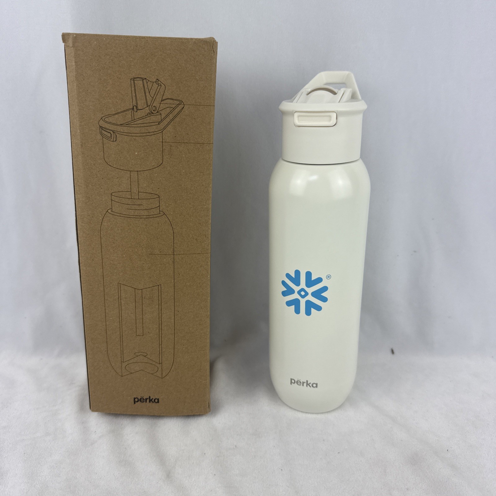 Perka Bryton Stainless Steel Water Bottle White 20 oz Brand New in Box