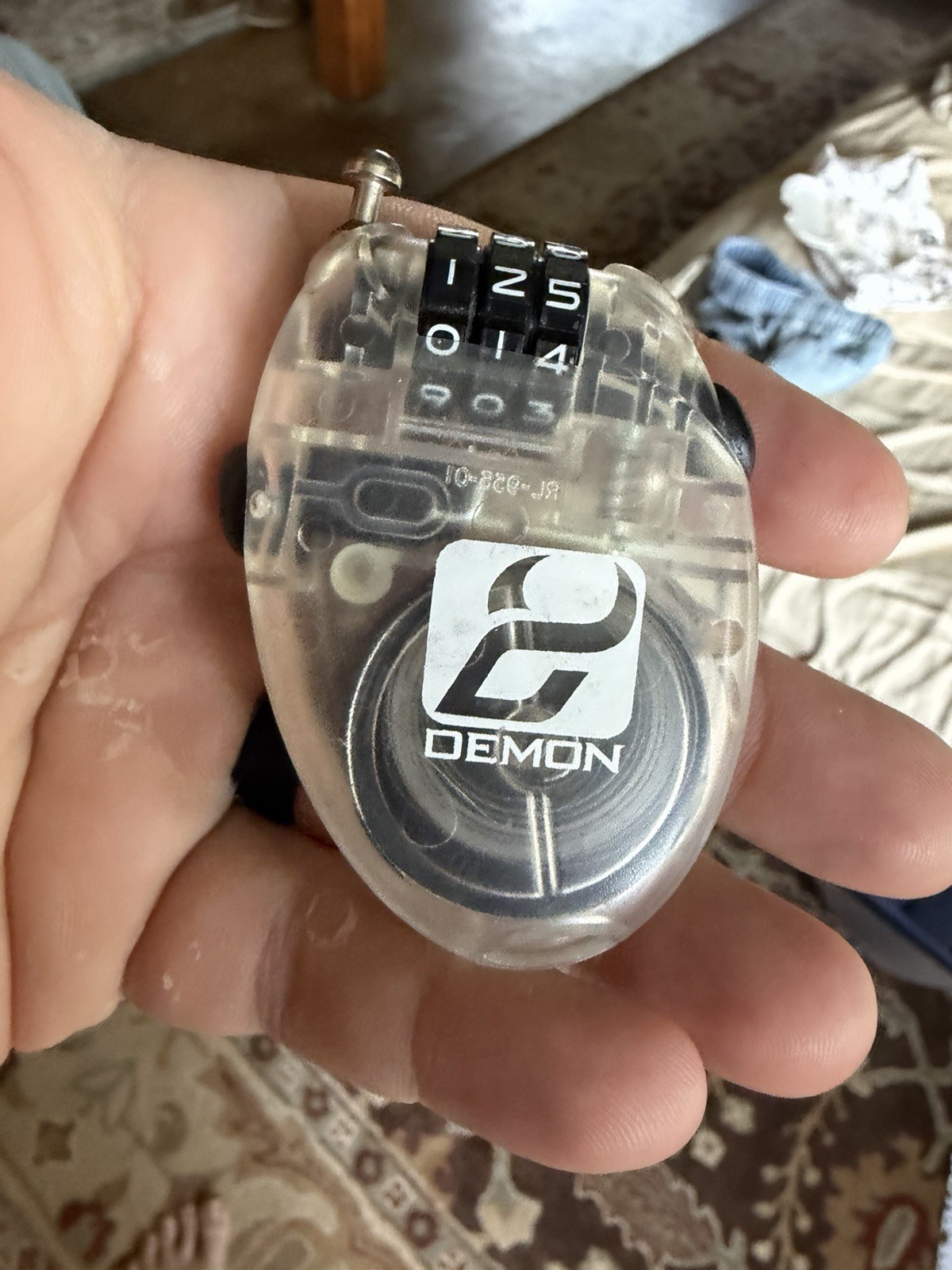 Demon Snowboard Ski Pocket Mini Cable Lock Retractable 3-Digit Combo Clear