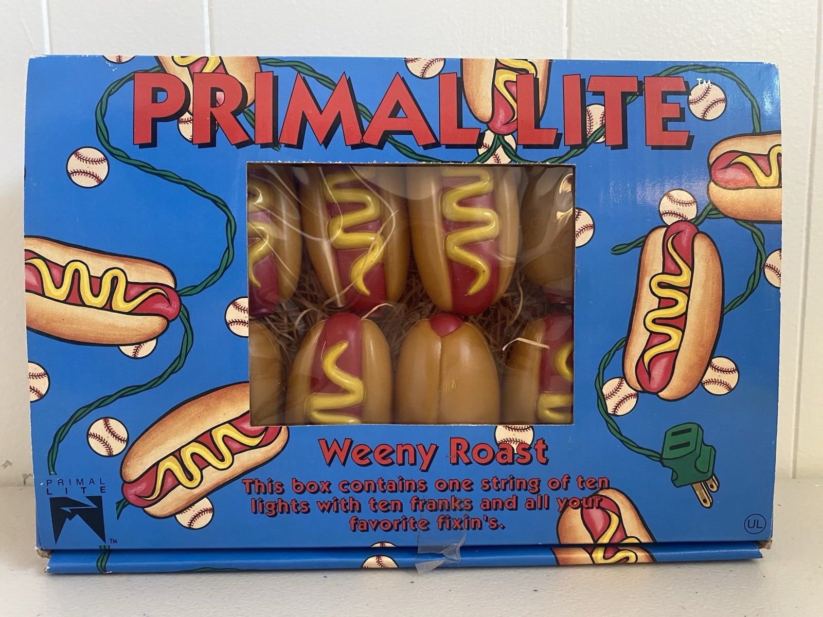 Vintage Primal Lite Weeny Roast String Lights Hot Dog Set 1993 Box