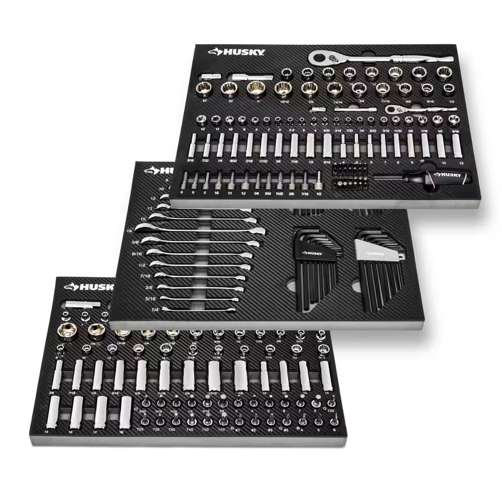 1/4 In., 3/8 In., and 1/2 In. Drive 72-Tooth Ratchet Mechanics Tool Set in EVA F