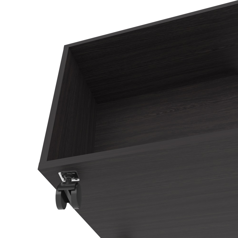 Gu Oidak Coffee Table Wengue with Open Storage and Caster Wheels