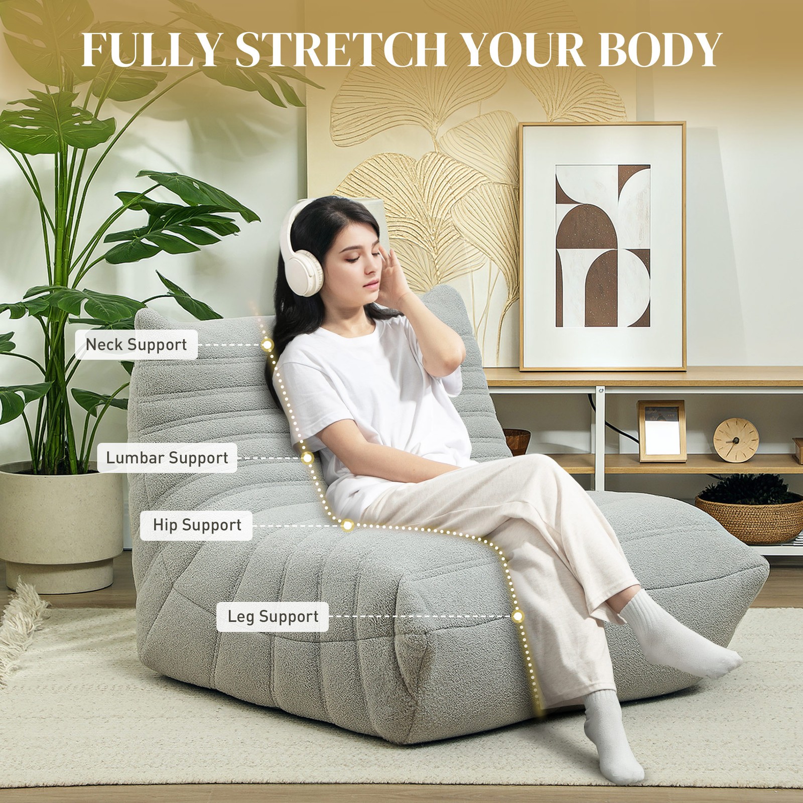 Bean Bag Chair For Adults, Giant Fireside Chair, Bean Bag Sofa With High Density