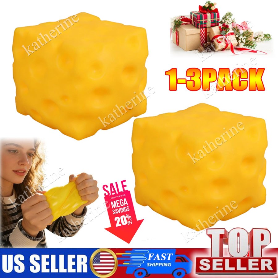 3x Extra Large Squishy Cheese Block, Stress Relief Squeeze Toy Gifts ,Cyber Deal