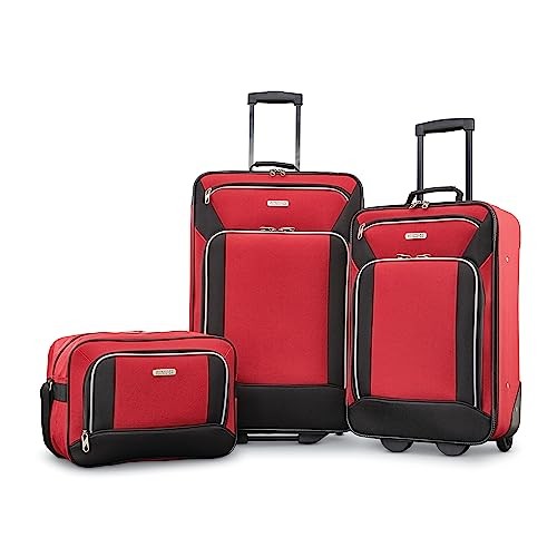 AMERICAN TOURISTER FIELDBROOK XLT SOFTSIDE LUGGAGE 3-PIECE SET - RED/BLACK
