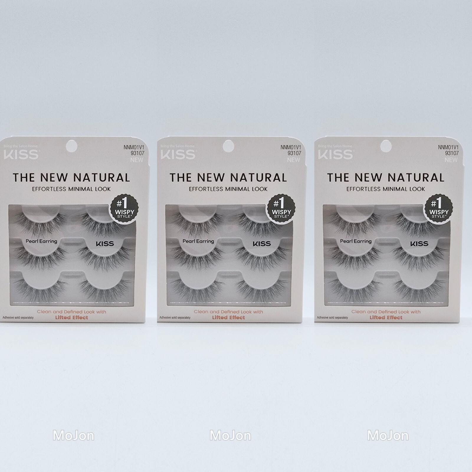 Lot Of 3 Kiss New Natural False Eyelashes Pearl Earring 3 Pairs Ea Lifted Effect