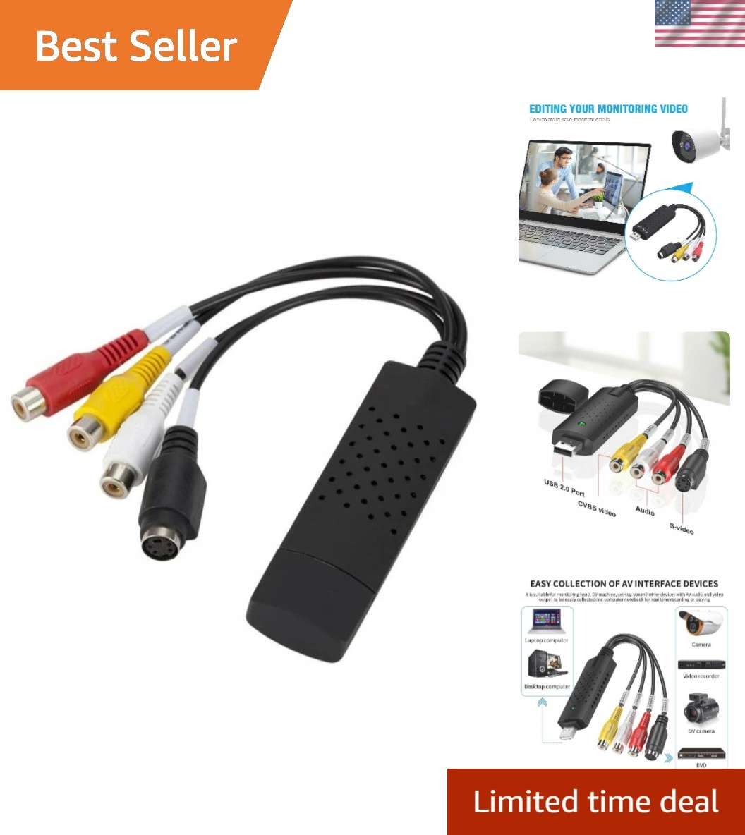 VHS to Digital Converter,USB 2.0 Video Converter Capture Card,RCA to USB Audi...