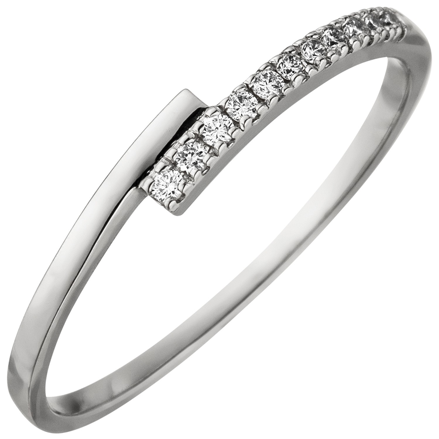 Jobo ladies' ring 585 gold White gold 11 diamonds brilliant 0.08ct. white gold ring R