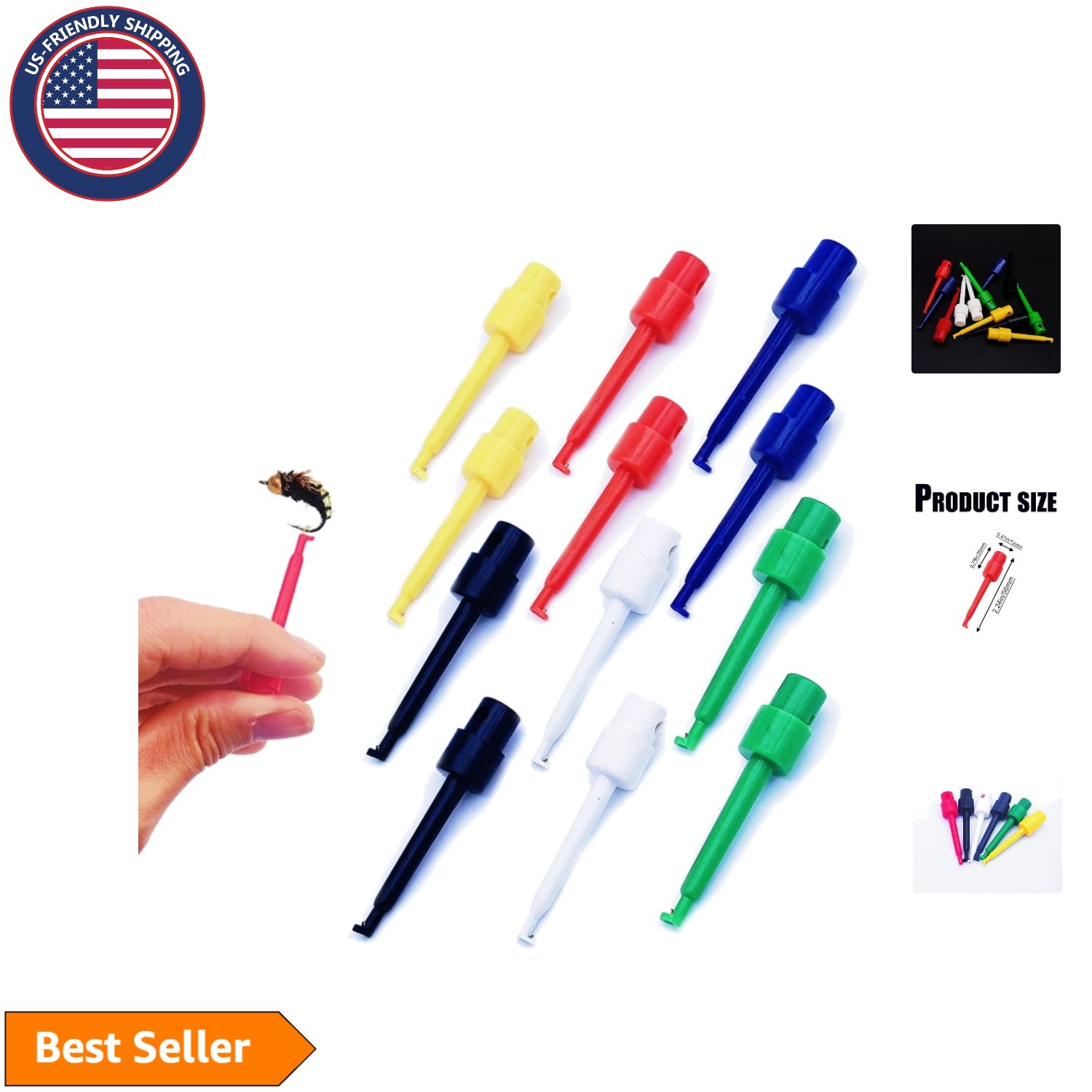 12pcs Fly Tying Hackle Pliers - Durable Hook Tools for Fishing Enthusiasts