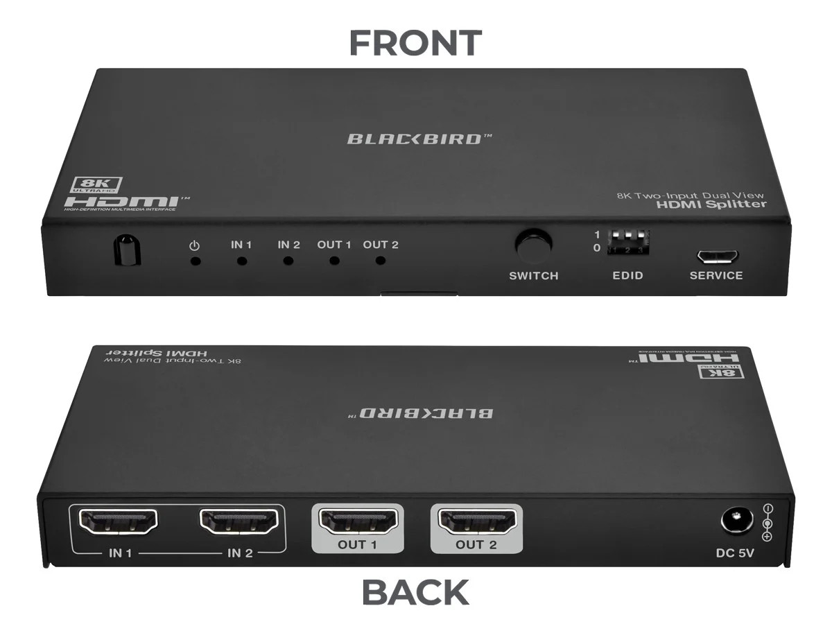 Monoprice Blackbird 8K Dual Function Splitter/Switch 1x2 Splitter or 2x1 Switch