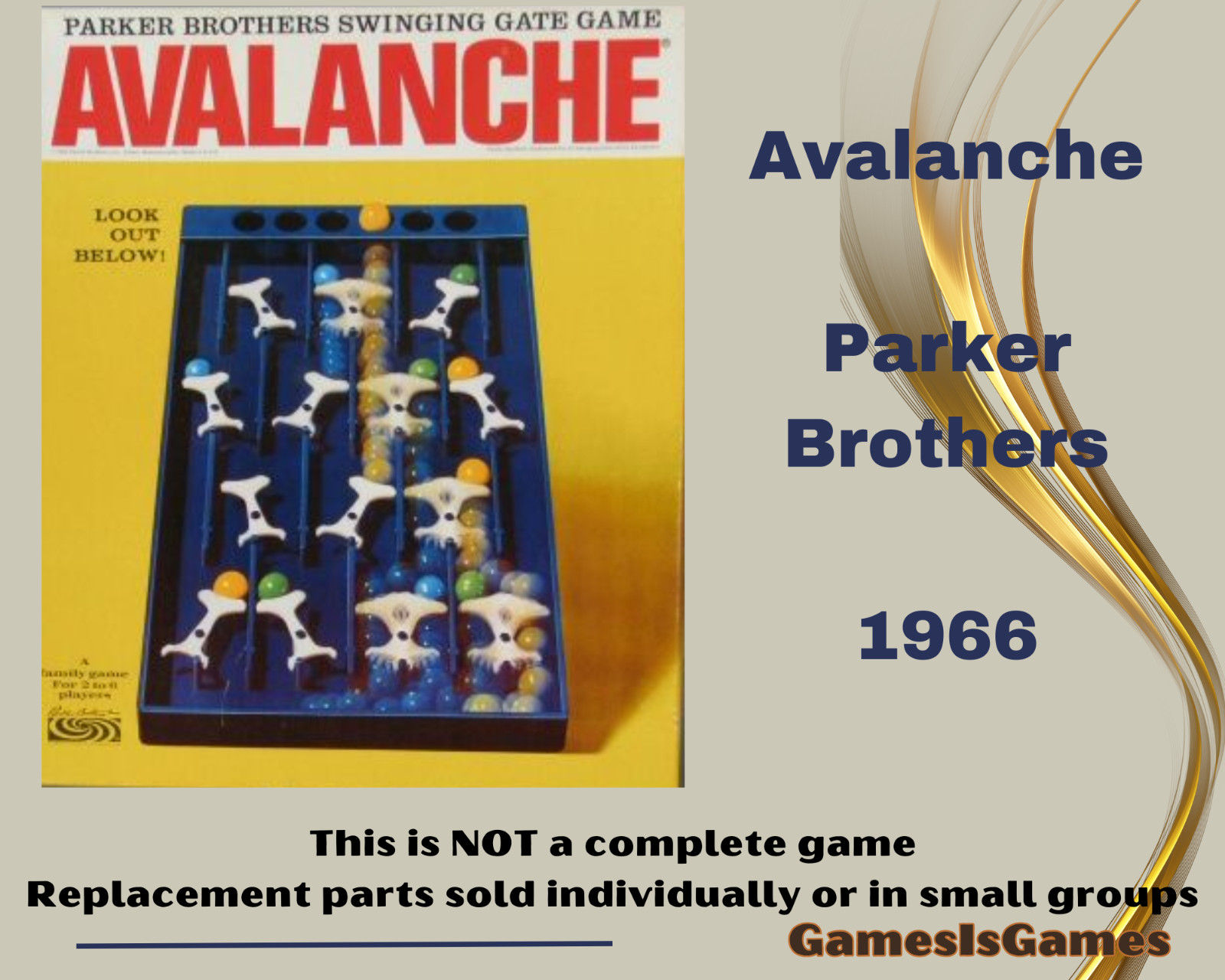 Board Game Parts: vintage AVALANCHE, Parker Brothers, 1966, replacement pieces