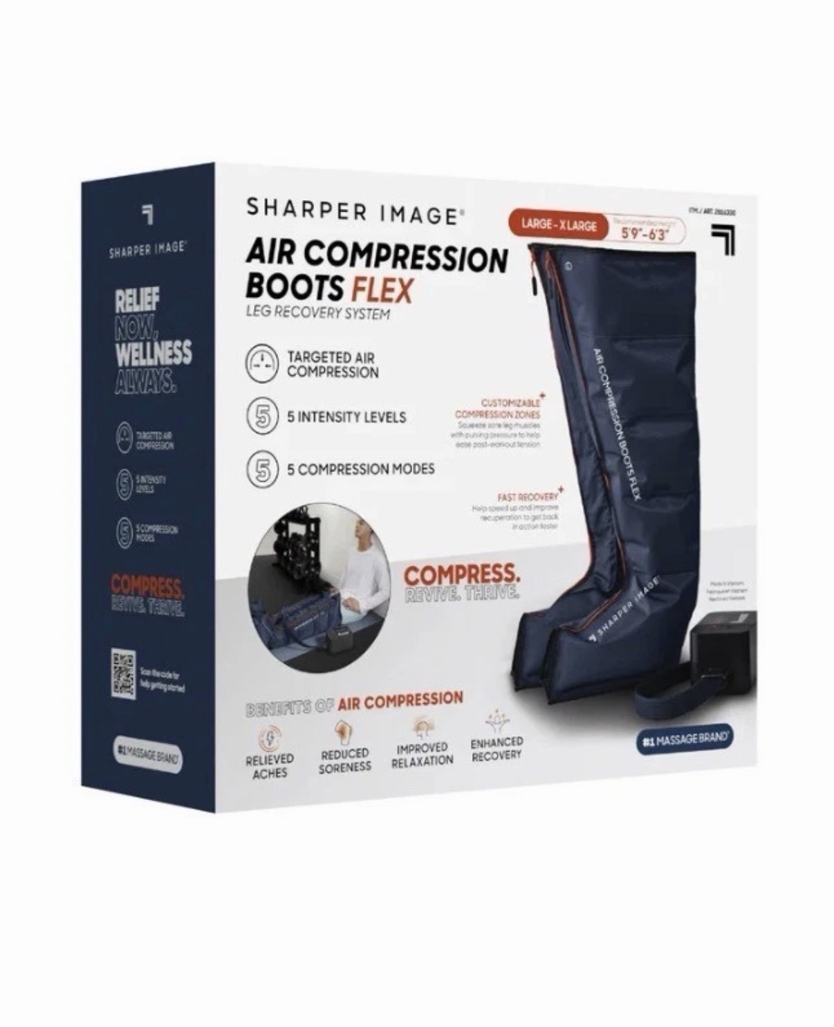 SHARPER IMAGE AIR COMPRESSION BOOTS Large/XLarge 5'9-6'3