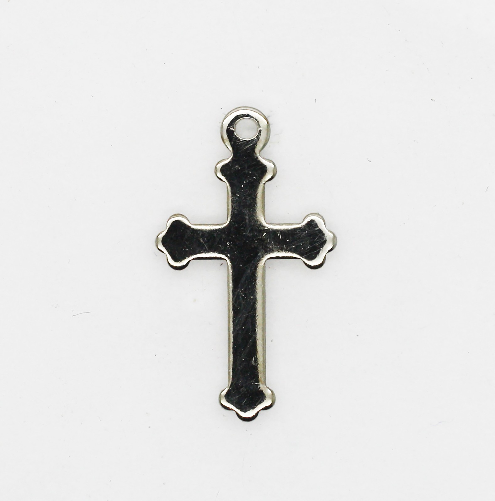 Fleurie Cross Delicate Silvertone Cross Charm Pendant Polished Finish 15mm pk/4