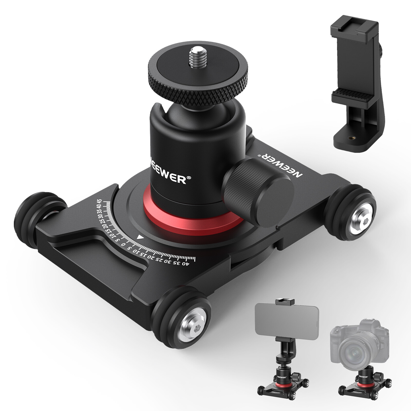 NEEWER Camera Slider Dolly Tabletop Dolly Manual Skater with Ball Head & Clamp