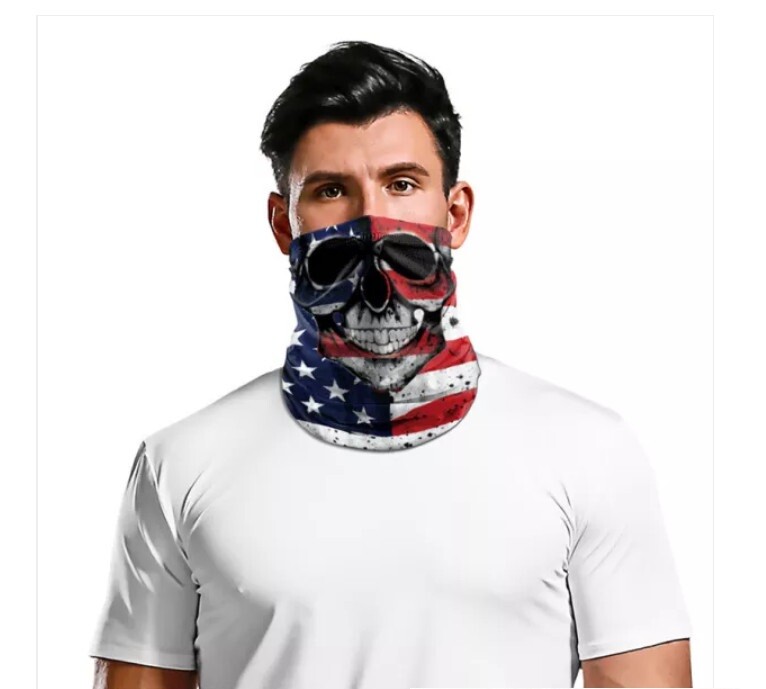 Gaiter Face Mask Skull USA American Flag Shield Balaclava Neck Scarf US Seller