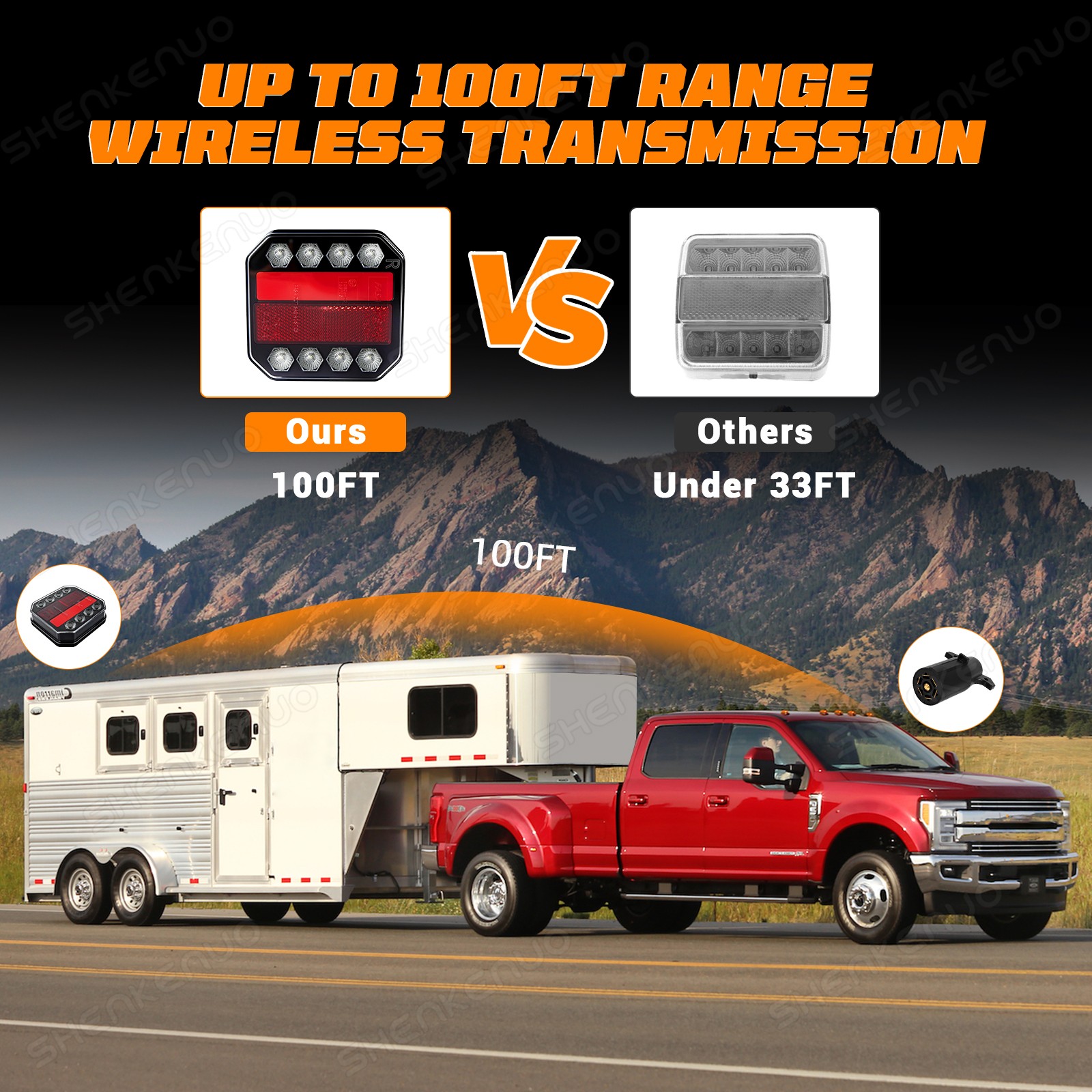 Upgraded Wireless Trailer Lights Magnetic Bluetooth Remote Control Trailer Tail