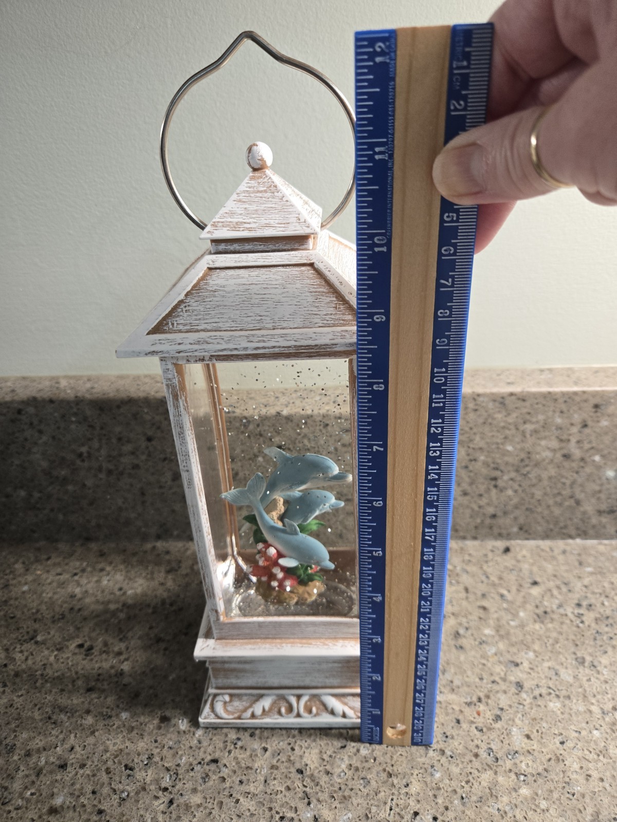 Dolphins Lighted Glitter Water Globe Lantern