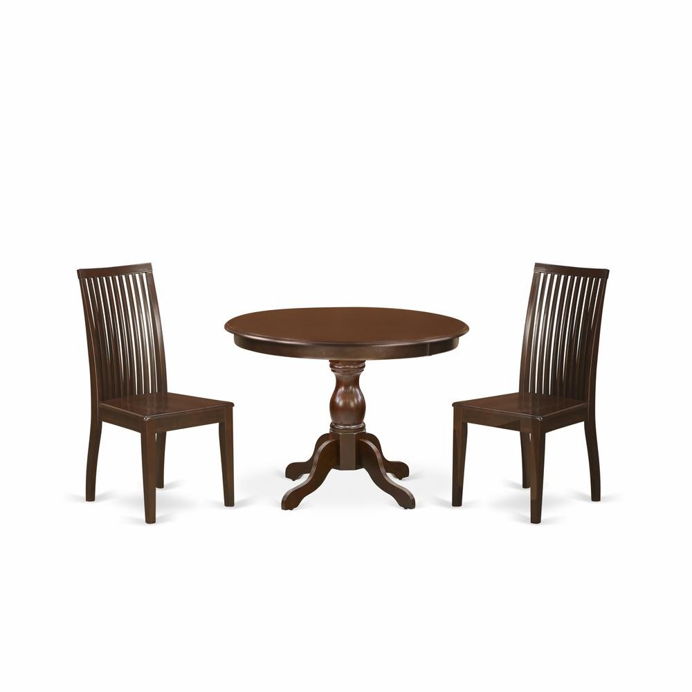 East West Furniture HBIP3-MAH-W 3 Piece Dining Set - Mahogany Small Dining...