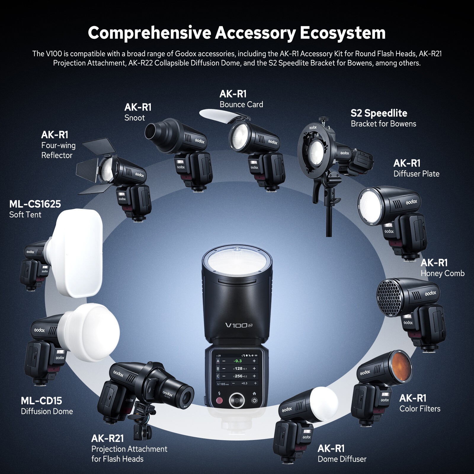 GODOX V100 N Godox Flash for Nikon – Touchscreen Control 100W TTL Camera Flash