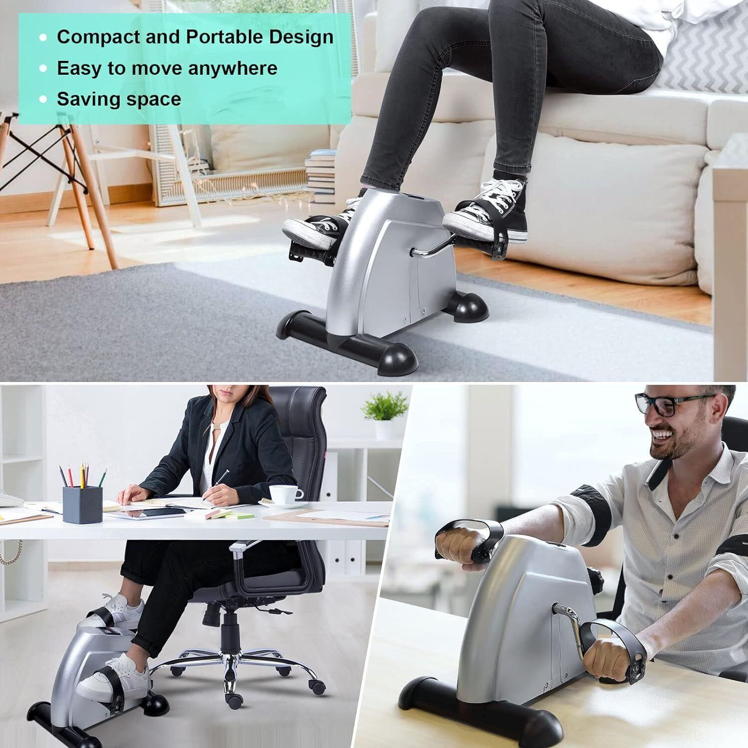 Mini Exercise Bike Arm Leg Trainer Pedal Exerciser Under Desk With LCD Screen