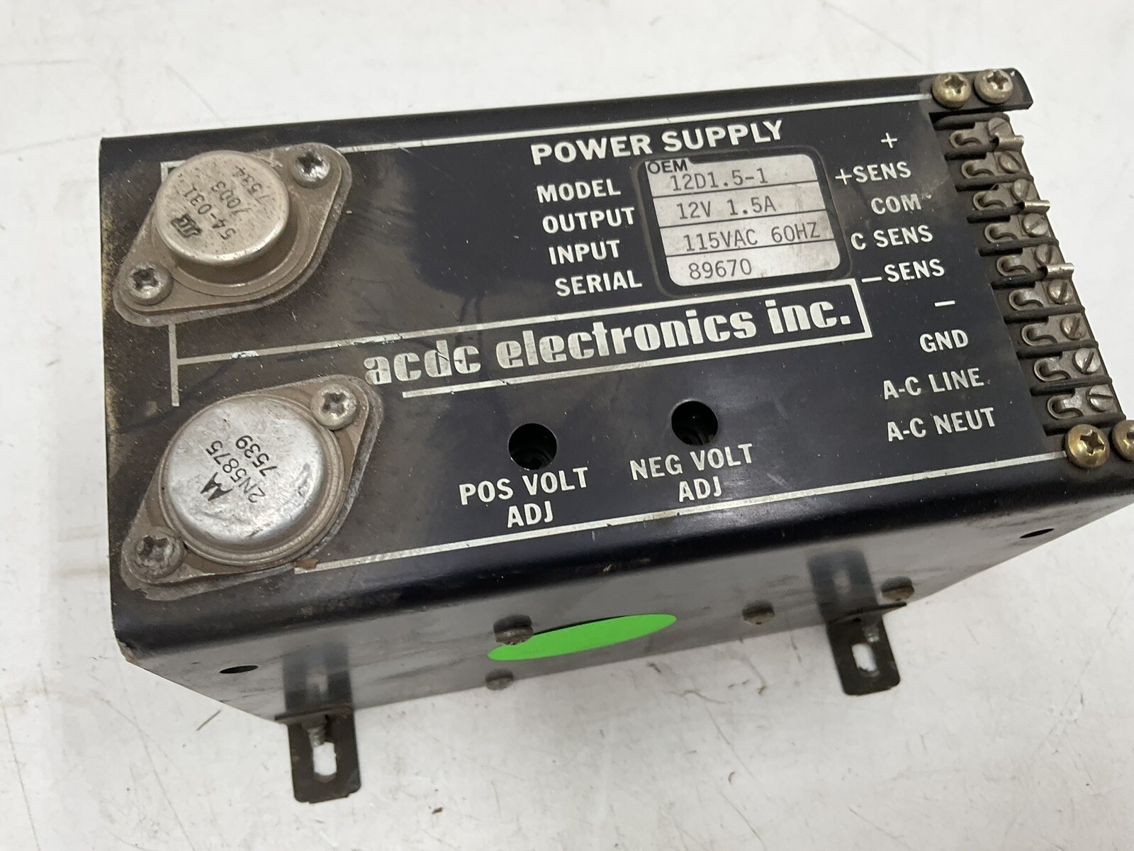 ACDC ELECTRONICS 12D1.5-1 12V 1.5 POWER SUPPLY