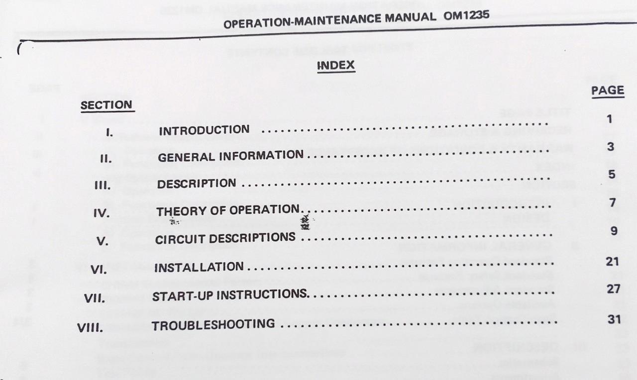 WER OM1235 Eddy Current Controller Operation / Maintenance Manual