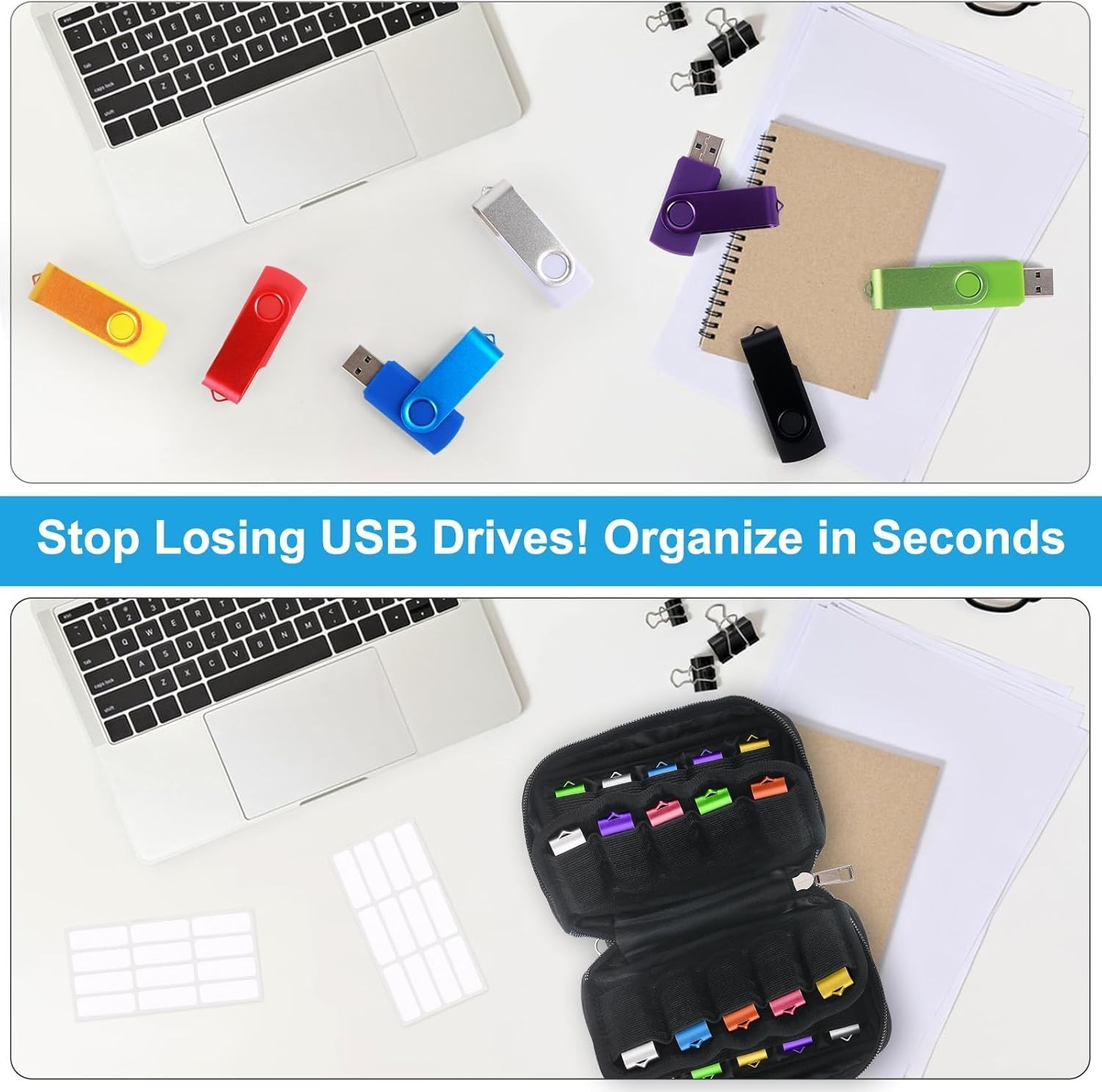Flash Drive Case 20 Slots Thumb Drive USB Storage Case, Portable Electronic Acce
