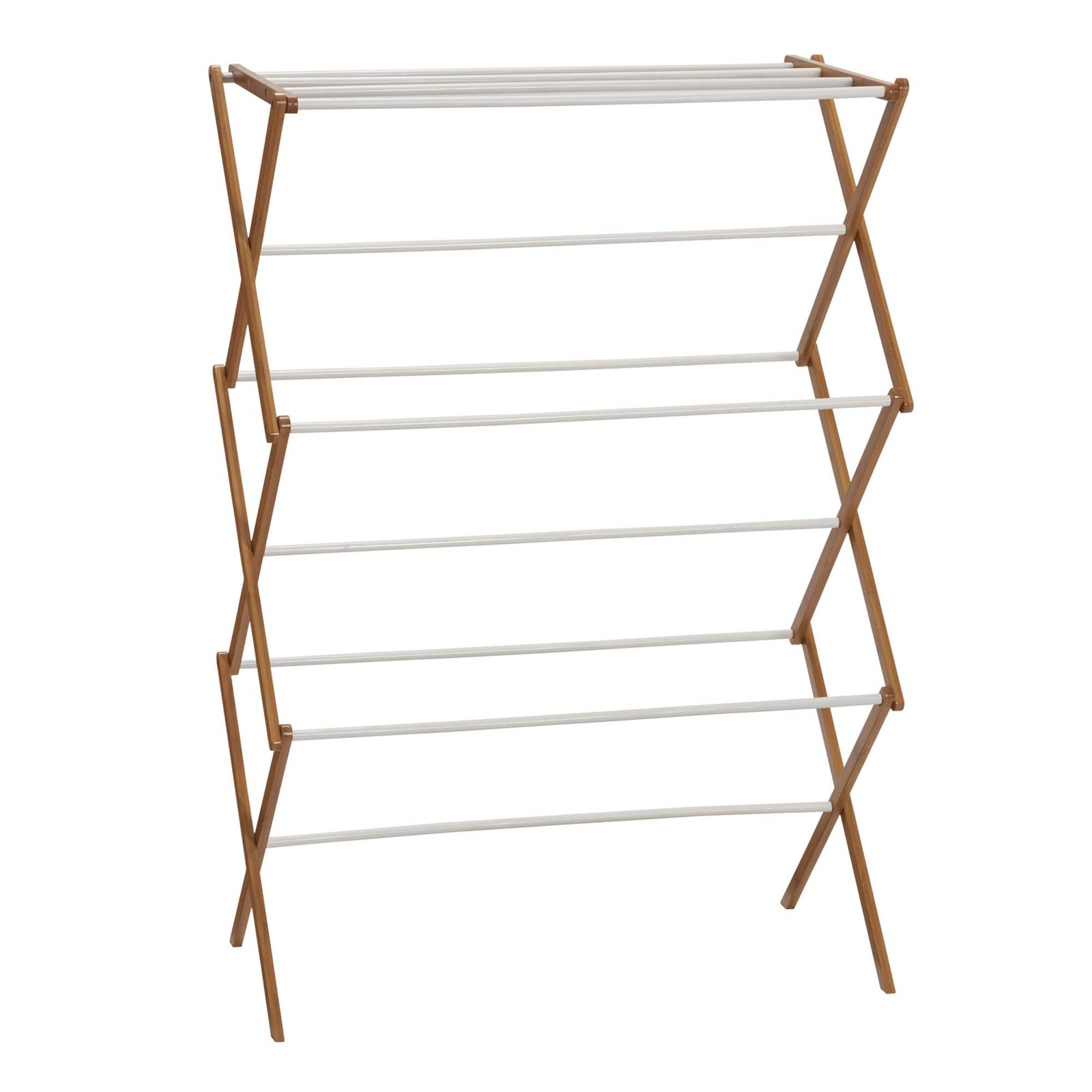 Bamboo Folding Clothes Drying Rack | White Finish, 11 Dowels & Flat Drying Sh...