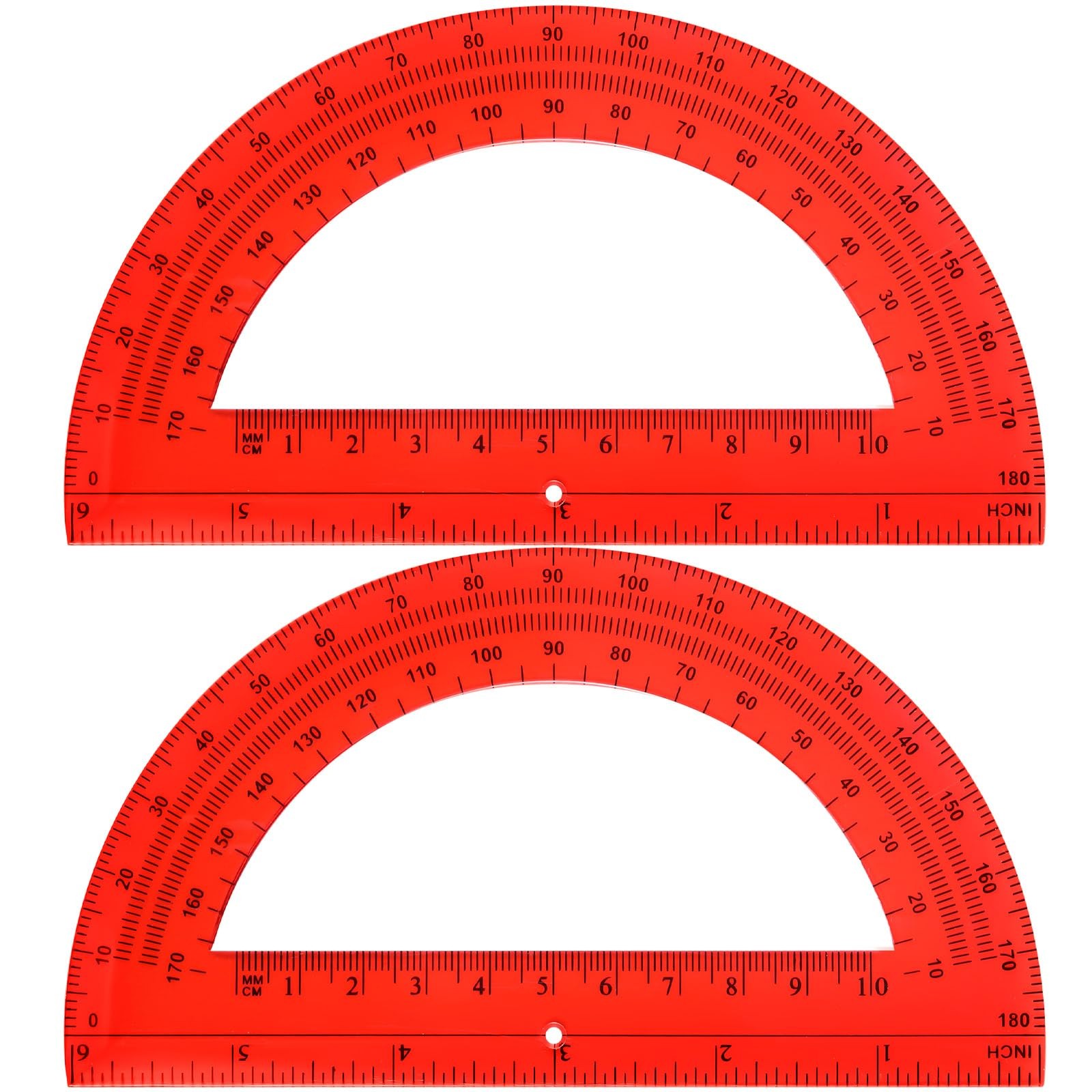 2 Pack 6 Inch Plastic Math Protractors 180 Degrees Angle Measurement