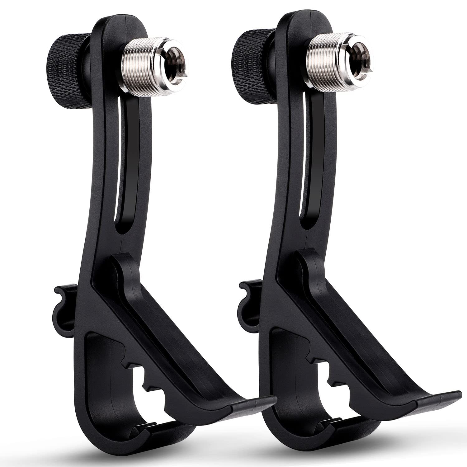 Facmogu 2PCS Drum Microphone Clip, Adjustable Mic Mount Clamp Holder Black