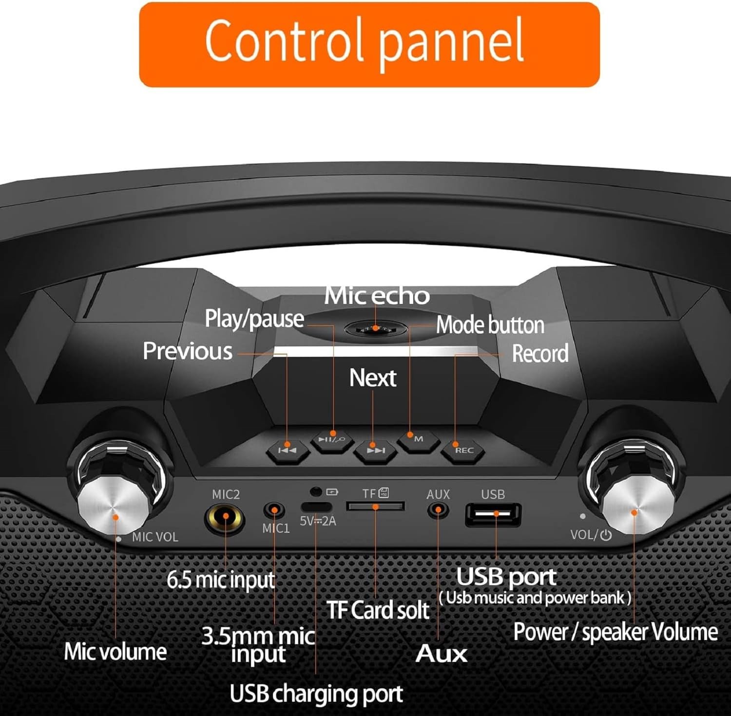 PA Speaker Wireless Portable Powerful Bluetooth Karaoke