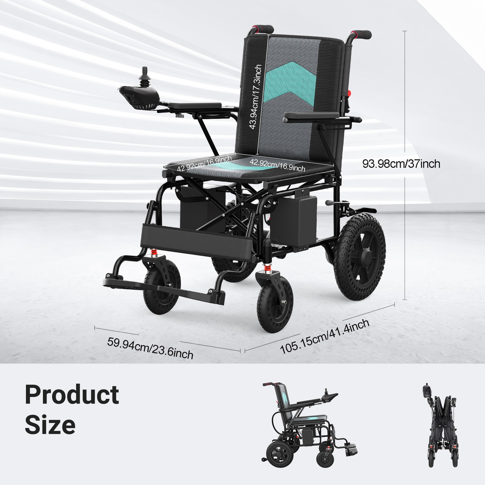 Foldable Intelligent Electric Power Mobility Wheelchair Power All Terrain