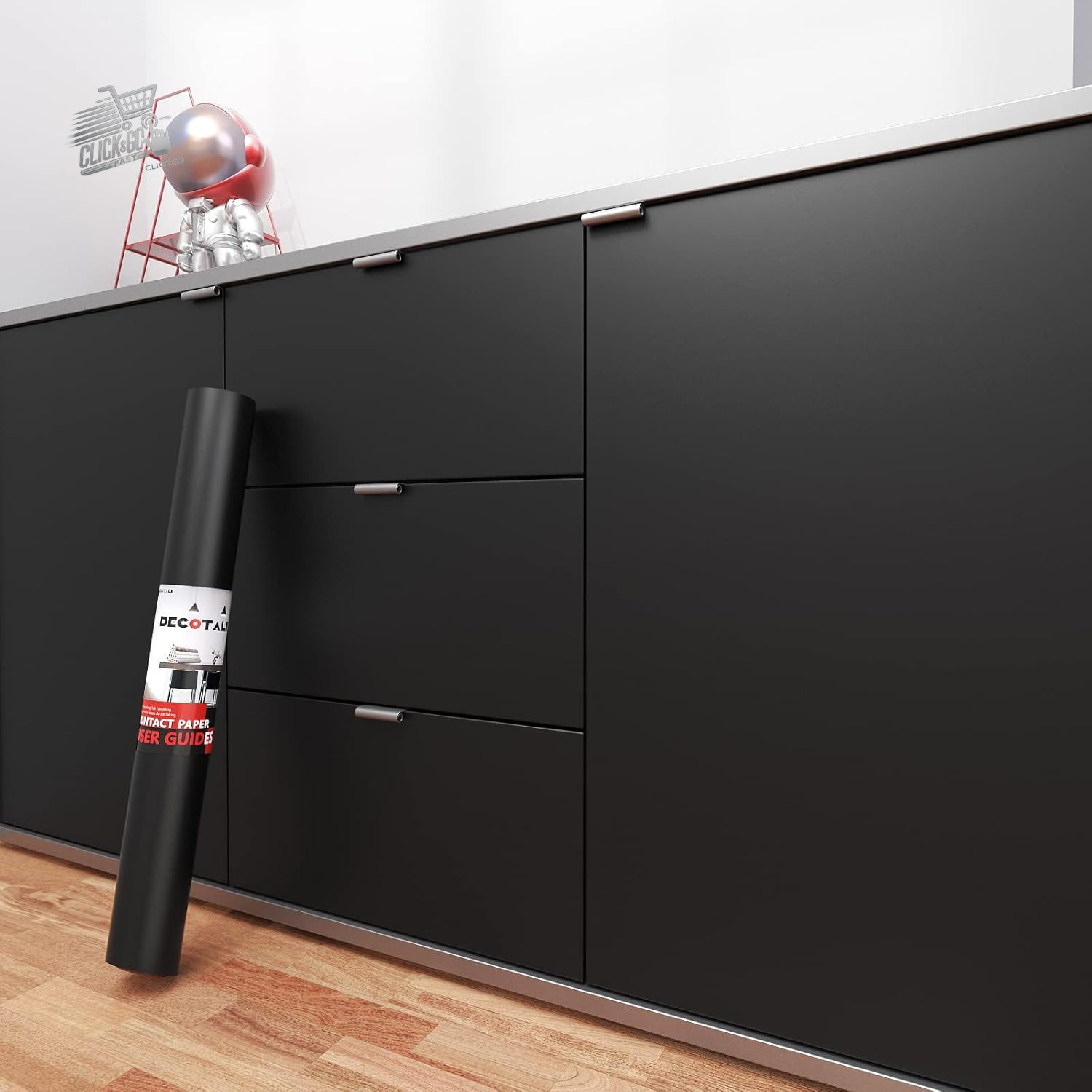 Black Kitchen Furniture Adhesive Paper 30X300cm Black Furniture Adhesive Film